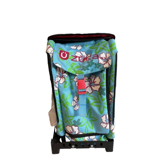 Zuca Bag and Black Frame Blue w/Flowers Tropical Hawaiian Jamaican Ice Skating - Picture 1 of 10